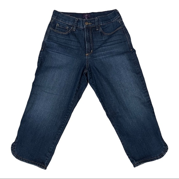 NYDJ “Ariel” Lift Tuck Cropped Curved Slit Hem Denim Jeans - Picture 1 of 10